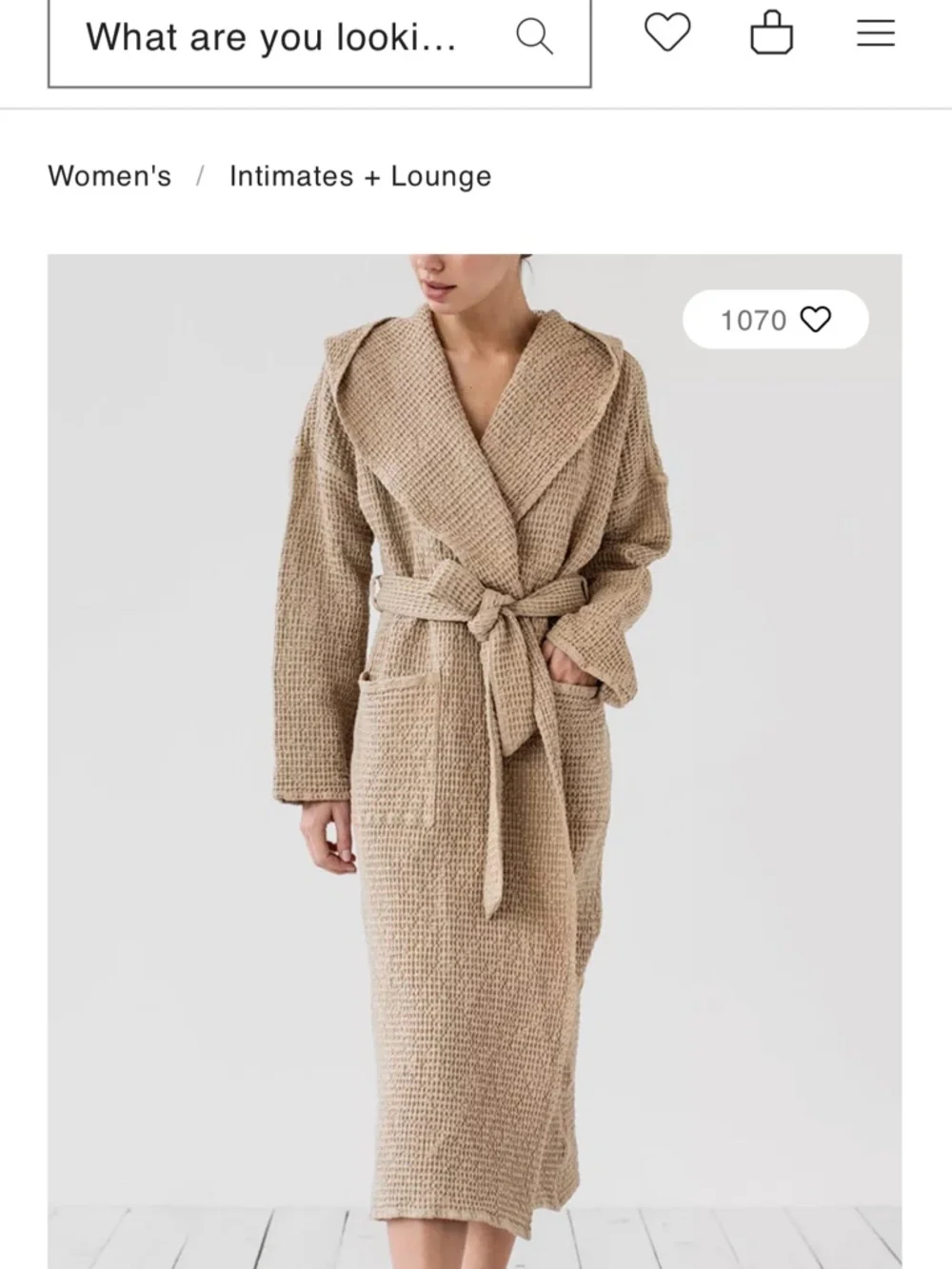 MagicLinen Waffle Hooded Bath Robe Waffle dark beige walnut light brown 2 pieces